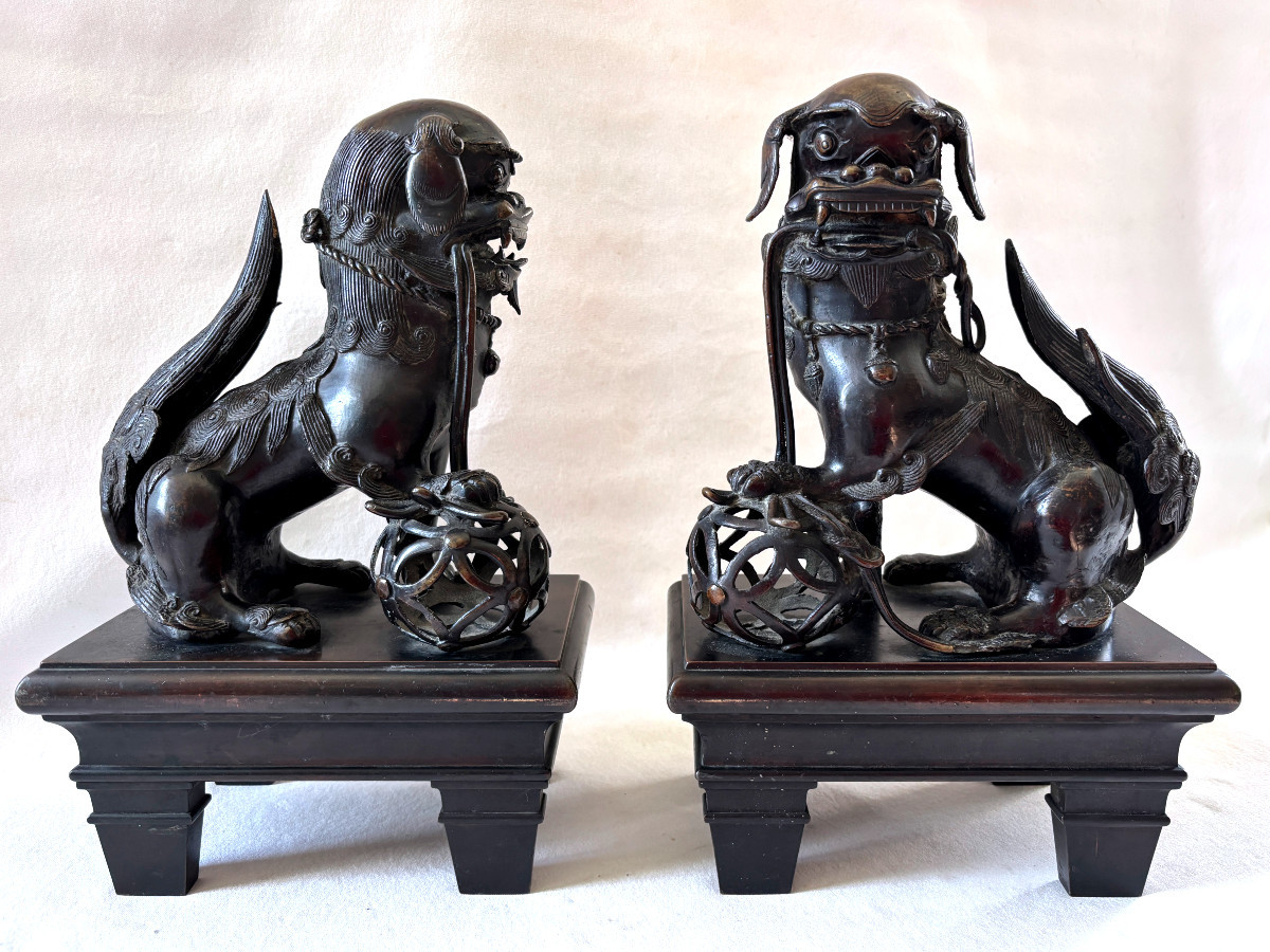 Large Pair Of Bronze Foo Dogs 