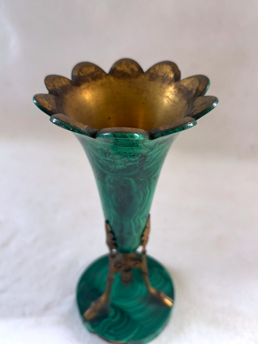 Russie vase Cornet en Malachite et bronze doré-photo-1