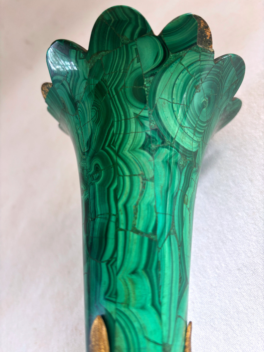 Russie vase Cornet en Malachite et bronze doré-photo-3