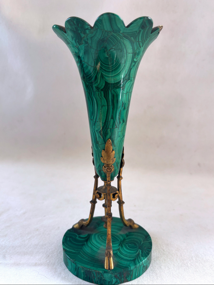Russie vase Cornet en Malachite et bronze doré