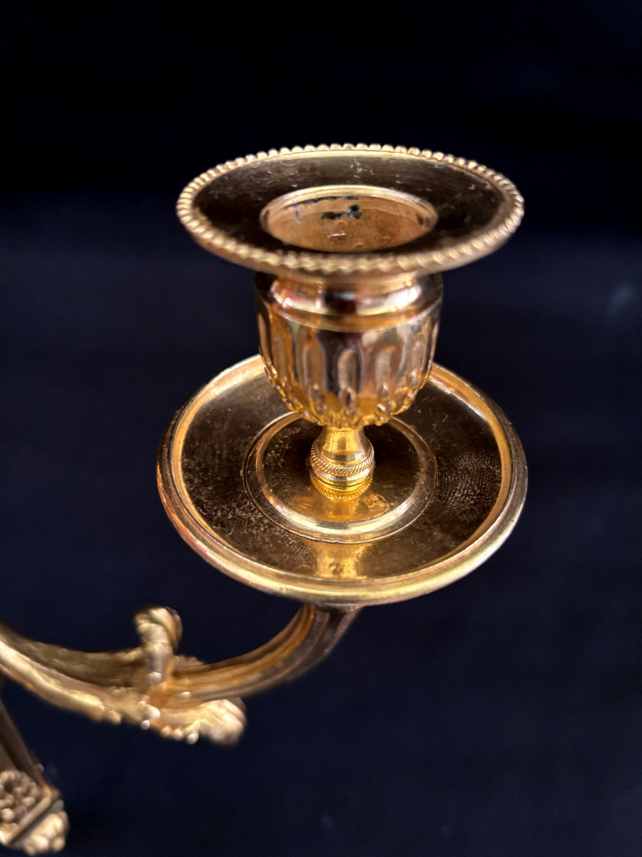 Pair Of Louis XVI Style Gilt Bronze Wall Sconces-photo-5