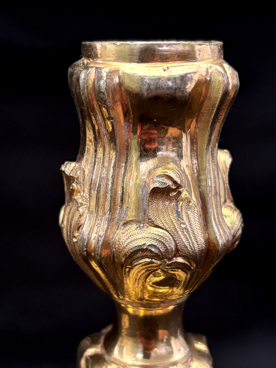 Pair Of Louis XV Candlesticks Bearing The Coat Of Arms Of The Count Of Jonzac-photo-3