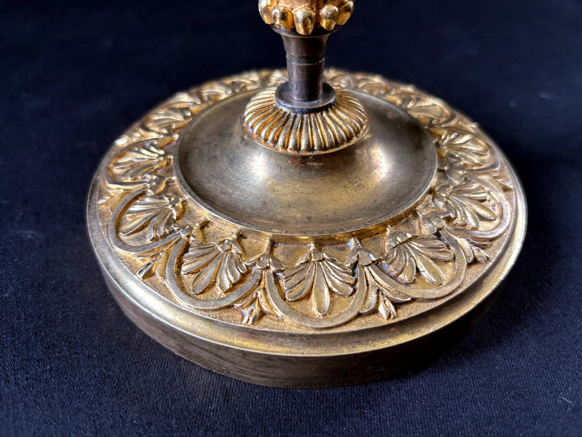 Claude Galle Pair Of Large Torches In Gilt And Patinated Bronze-photo-4