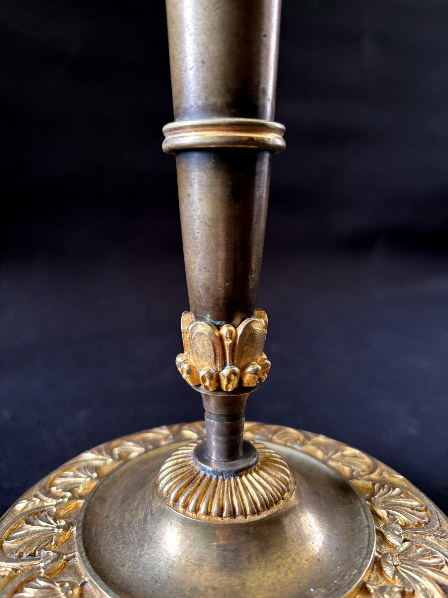 Claude Galle Pair Of Large Torches In Gilt And Patinated Bronze-photo-1