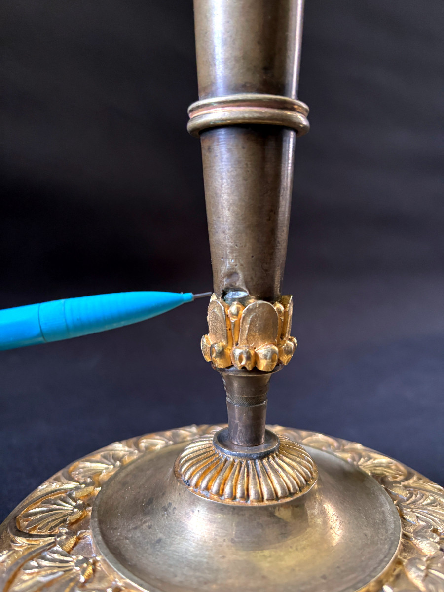 Claude Galle Pair Of Large Torches In Gilt And Patinated Bronze-photo-7