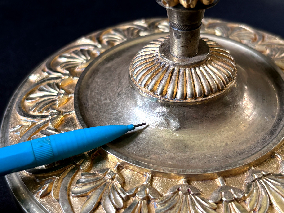 Claude Galle Pair Of Large Torches In Gilt And Patinated Bronze-photo-8