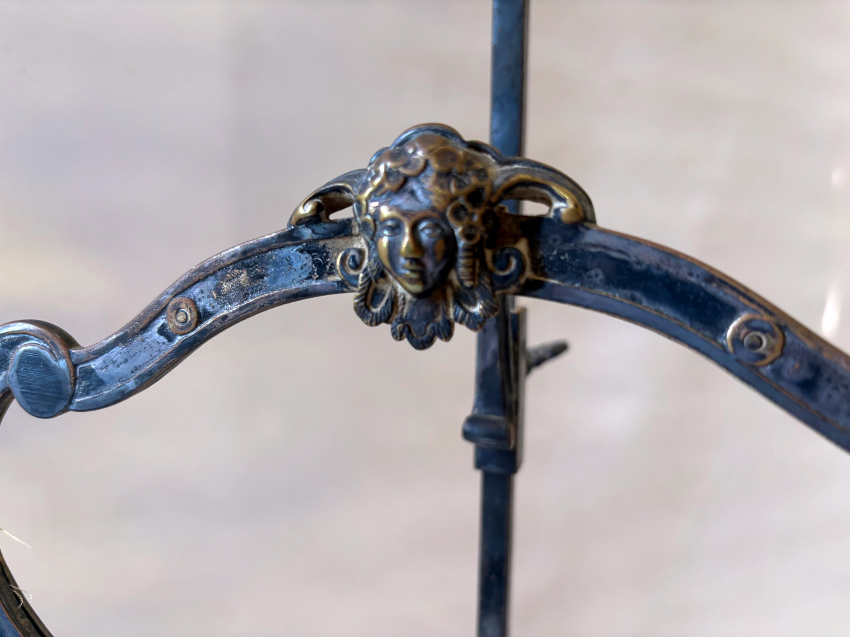 Lampe écran Style Régence en Bronze Argenté-photo-3