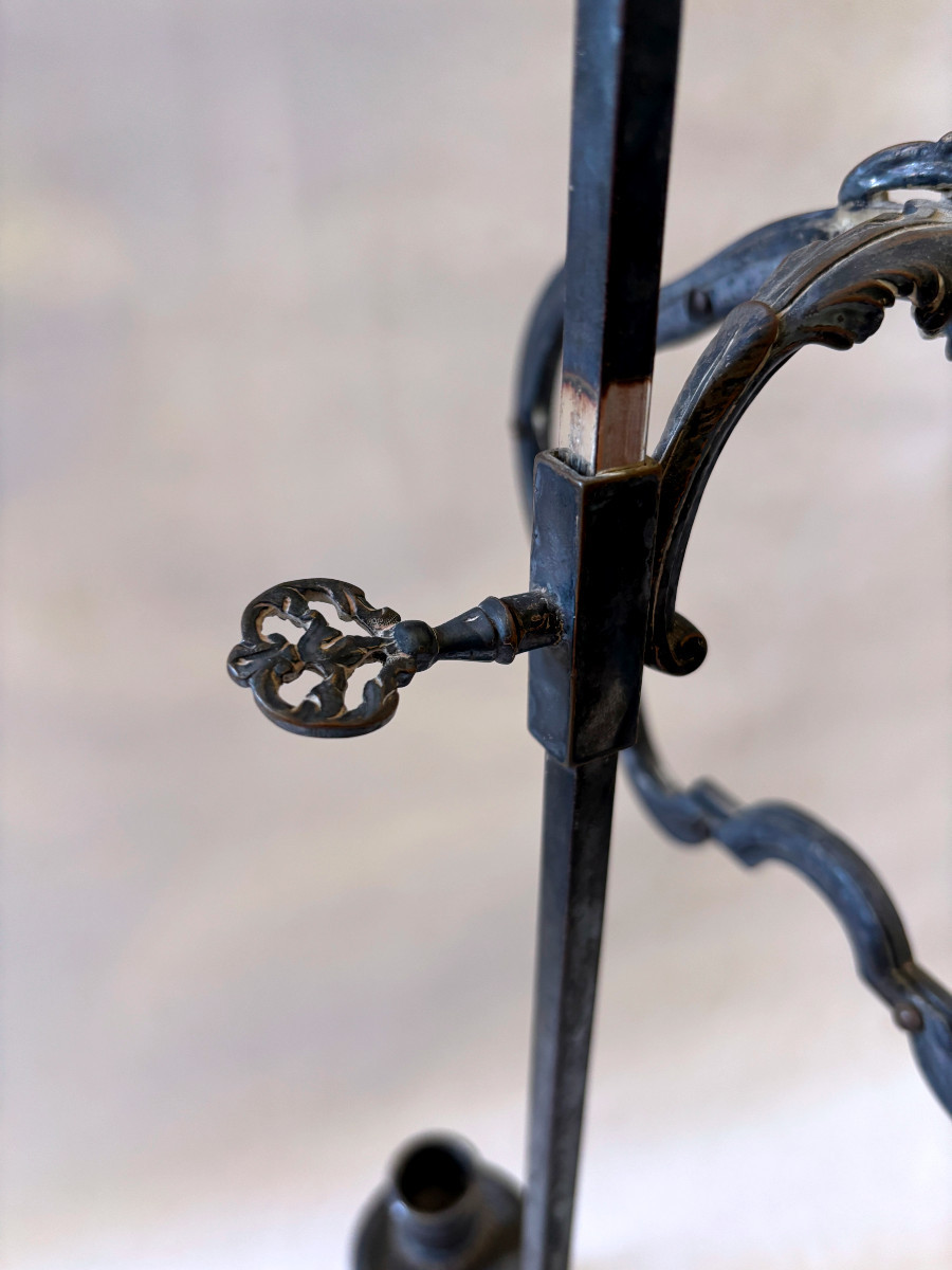 Lampe écran Style Régence en Bronze Argenté-photo-5