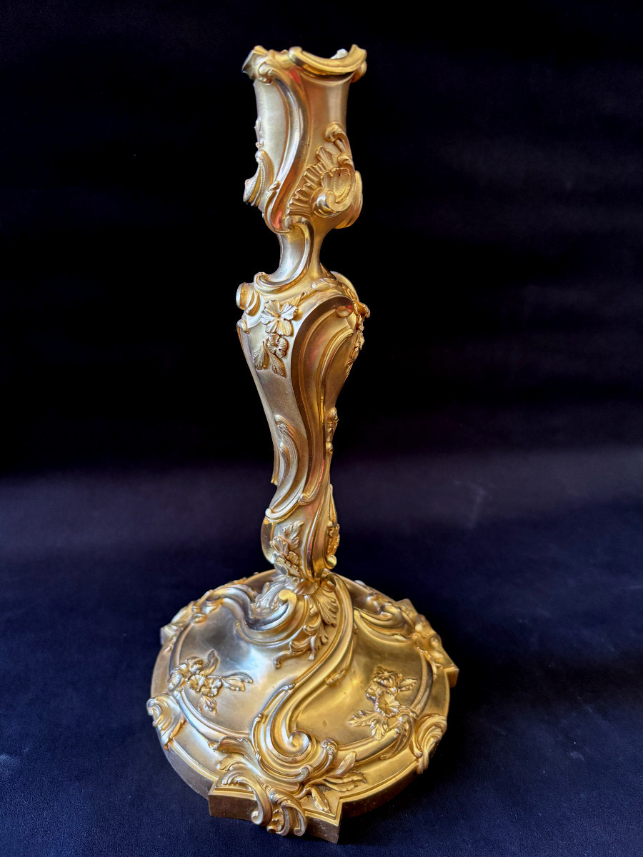 Paire de Bougeoirs de Style Louis XV d'après Meissonnier-photo-3