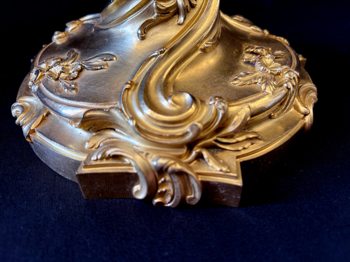 Paire de Bougeoirs de Style Louis XV d'après Meissonnier-photo-4