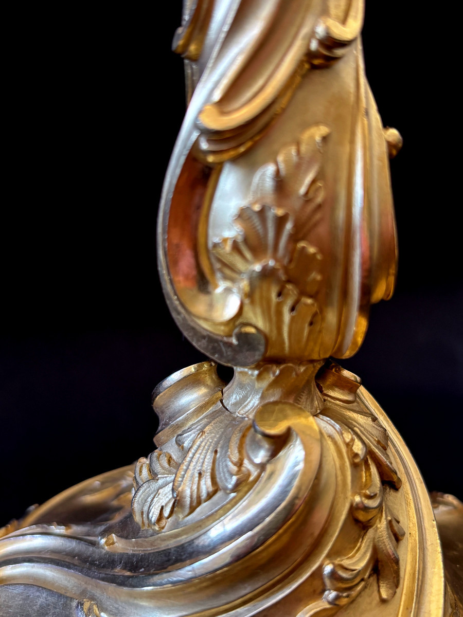 Paire de Bougeoirs de Style Louis XV d'après Meissonnier-photo-2