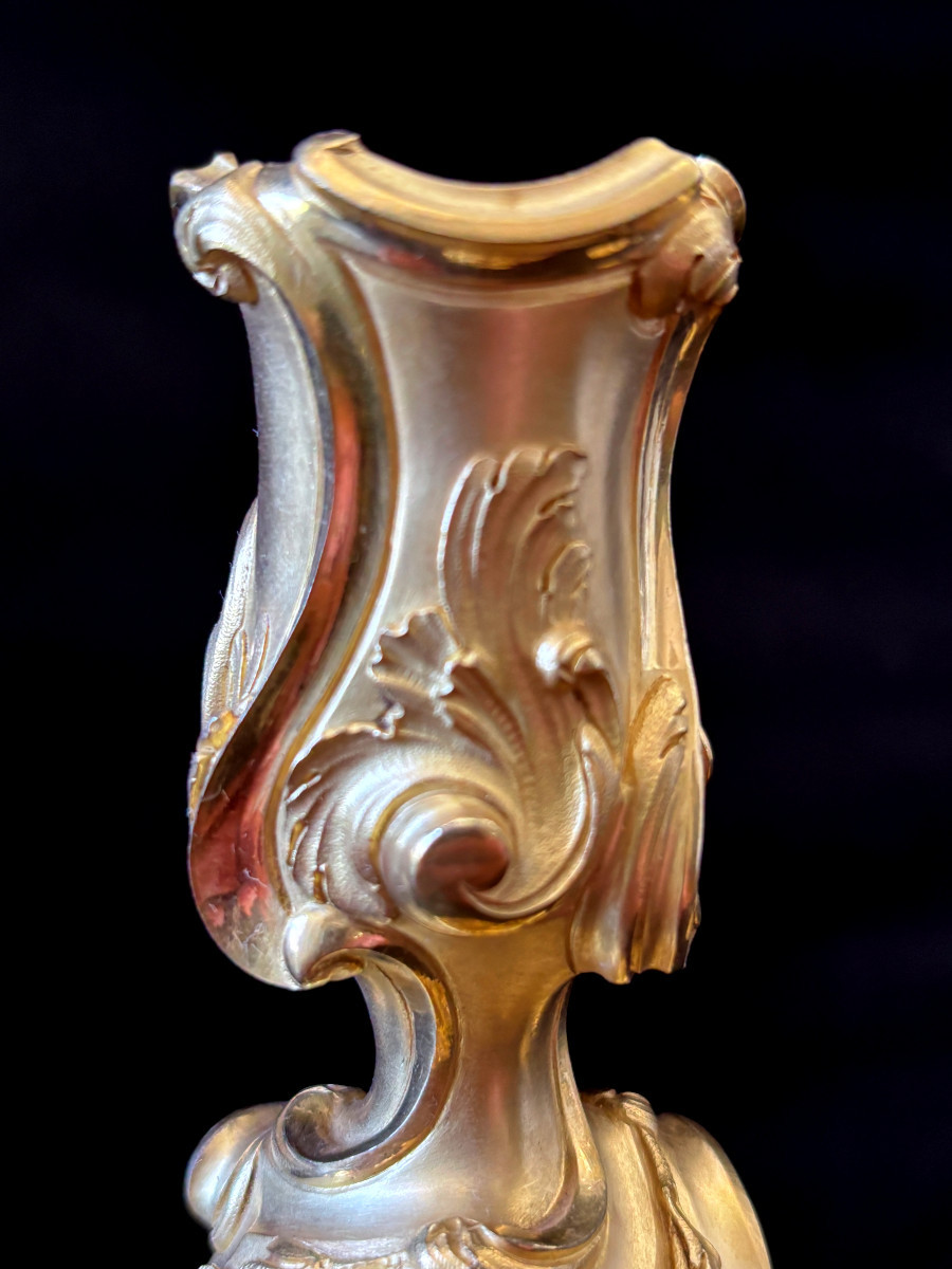 Paire de Bougeoirs de Style Louis XV d'après Meissonnier-photo-5