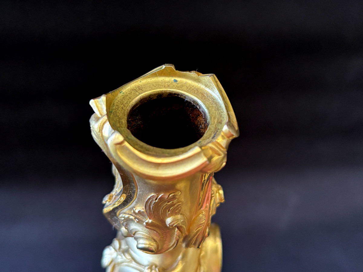 Paire de Bougeoirs de Style Louis XV d'après Meissonnier-photo-6