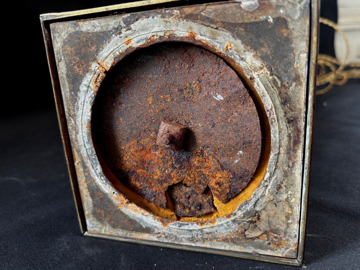 Large Empire Column Lamp In Gilded And Antique Bronze-photo-4