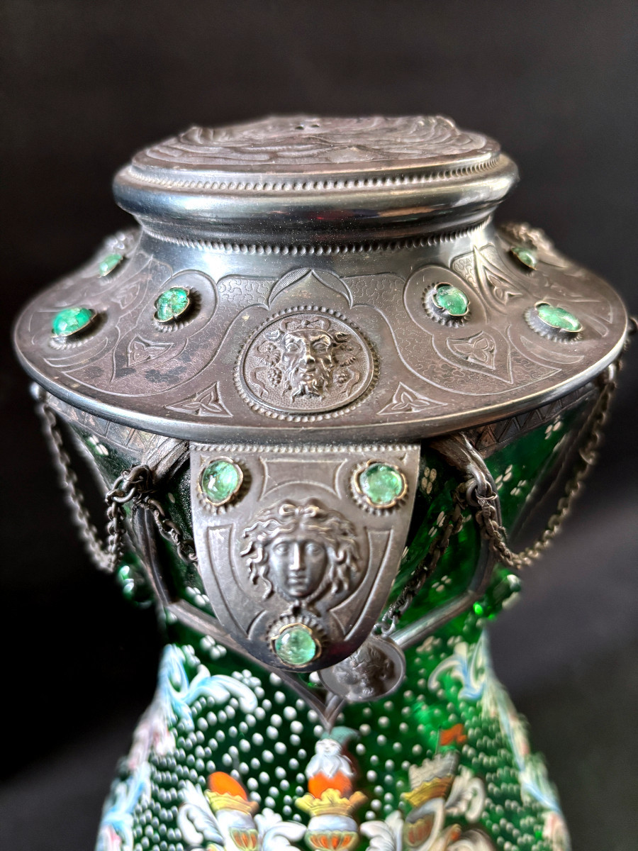 Large Enamelled Glass Pitcher-photo-1