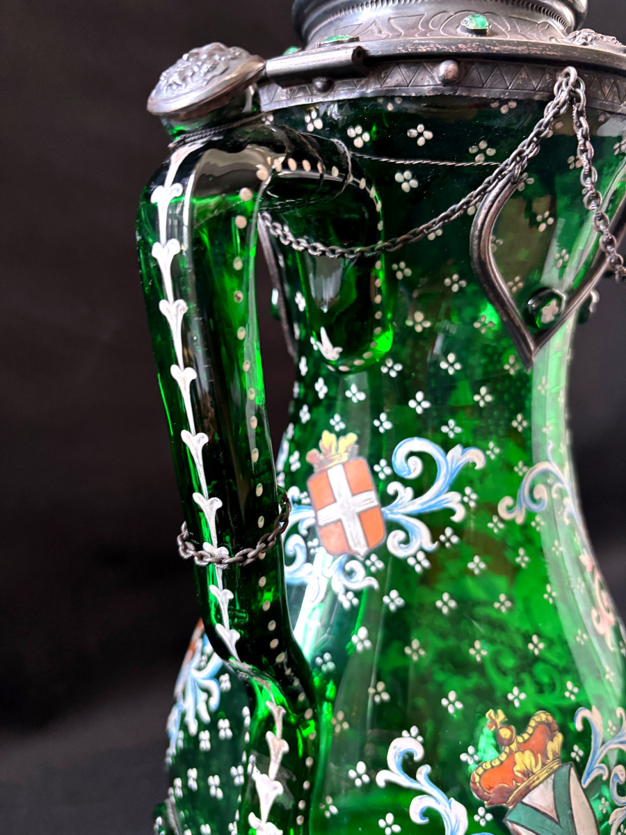 Large Enamelled Glass Pitcher-photo-3