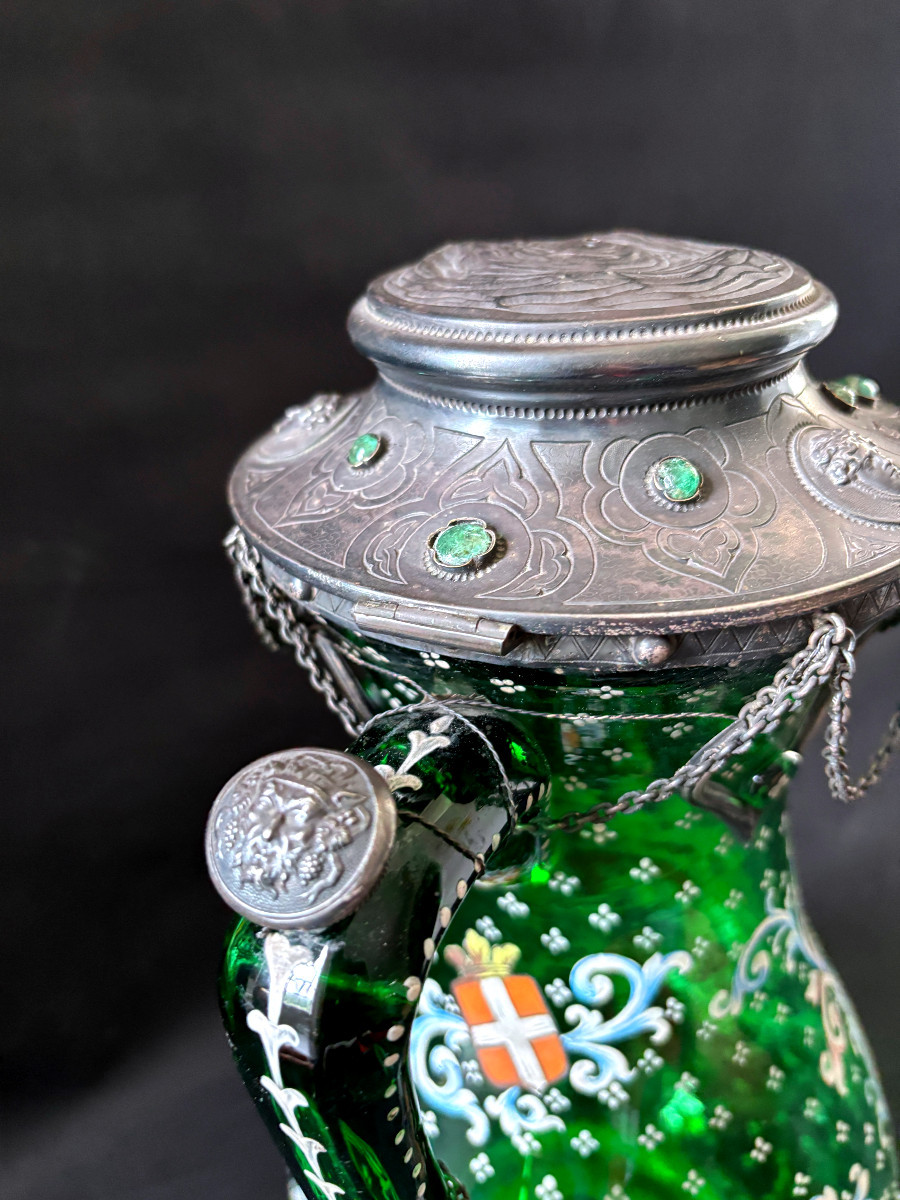 Large Enamelled Glass Pitcher-photo-4