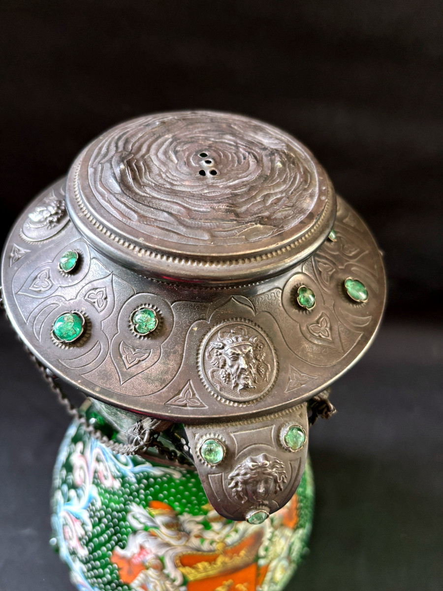 Large Enamelled Glass Pitcher-photo-5