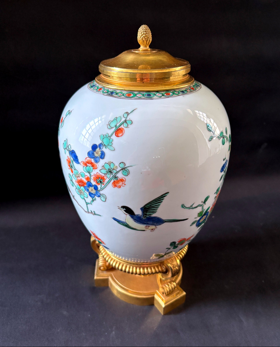 Famille Verte Regency Style Gilt Bronze Mounted Covered Vase-photo-3