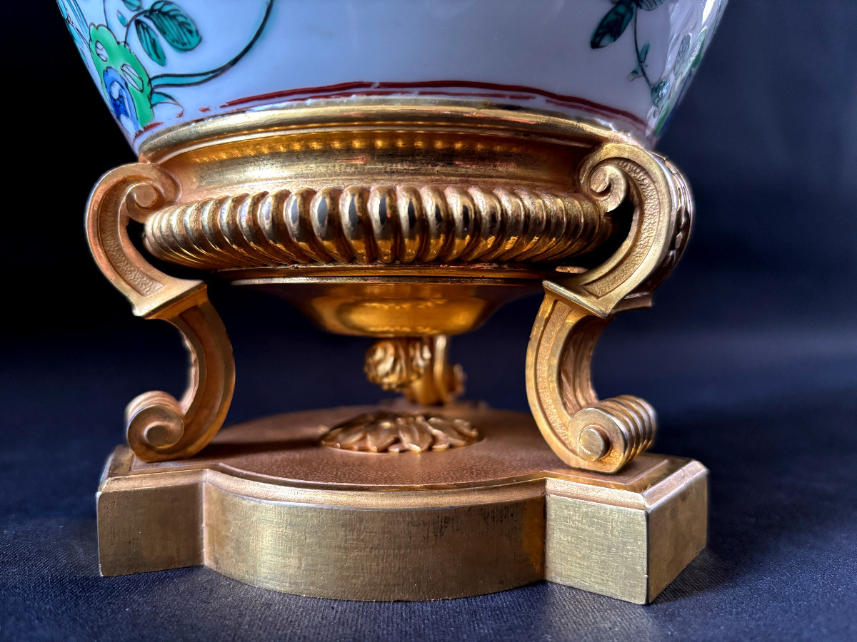 Famille Verte Regency Style Gilt Bronze Mounted Covered Vase-photo-4