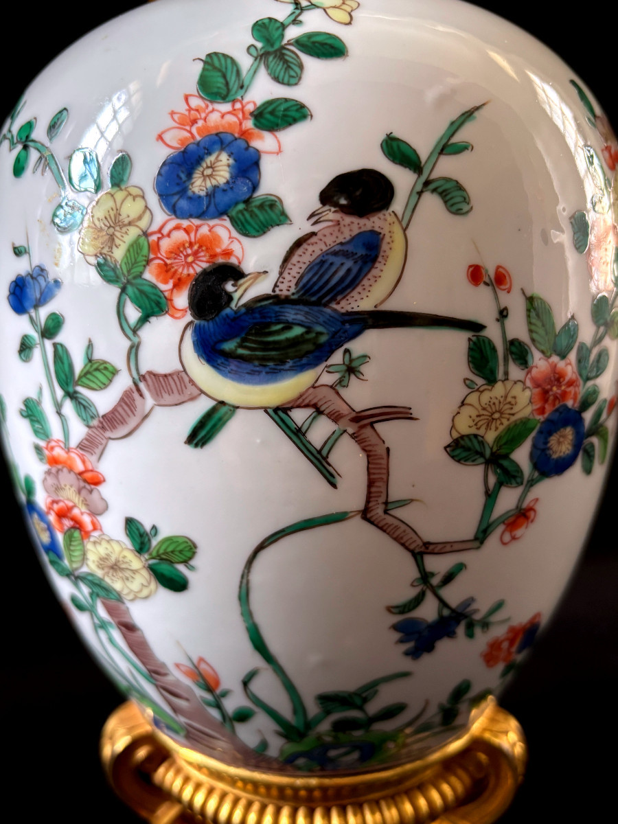 Famille Verte Regency Style Gilt Bronze Mounted Covered Vase-photo-3