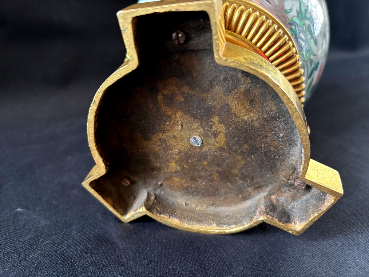 Famille Verte Regency Style Gilt Bronze Mounted Covered Vase-photo-6