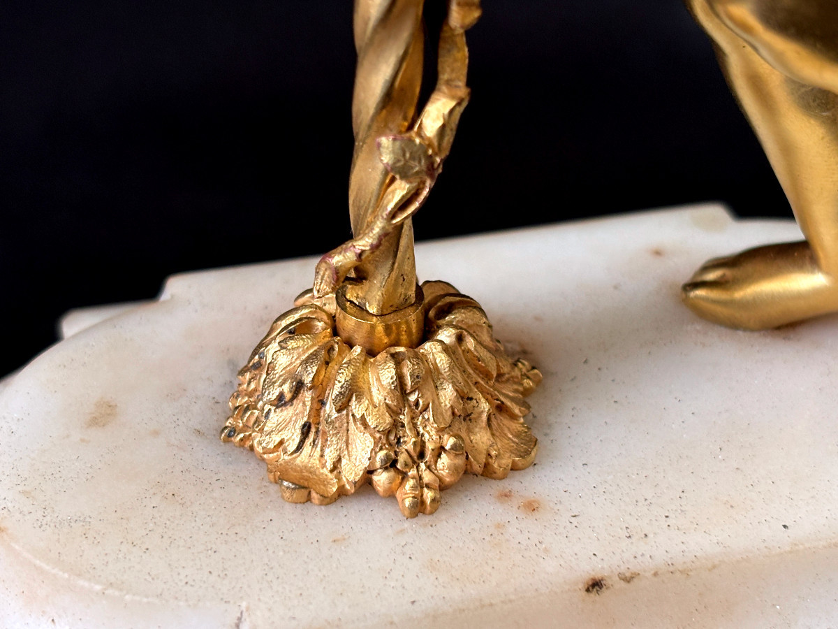 Pair Of Gilded Bronze Angelot Candlesticks-photo-4