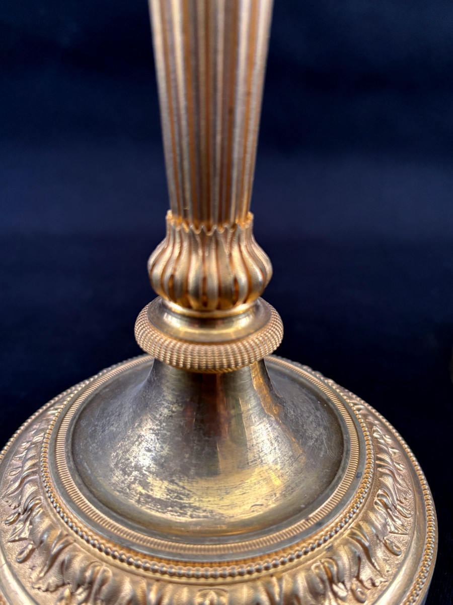 Pair Of Gilt Bronze Directoire Candlesticks-photo-4