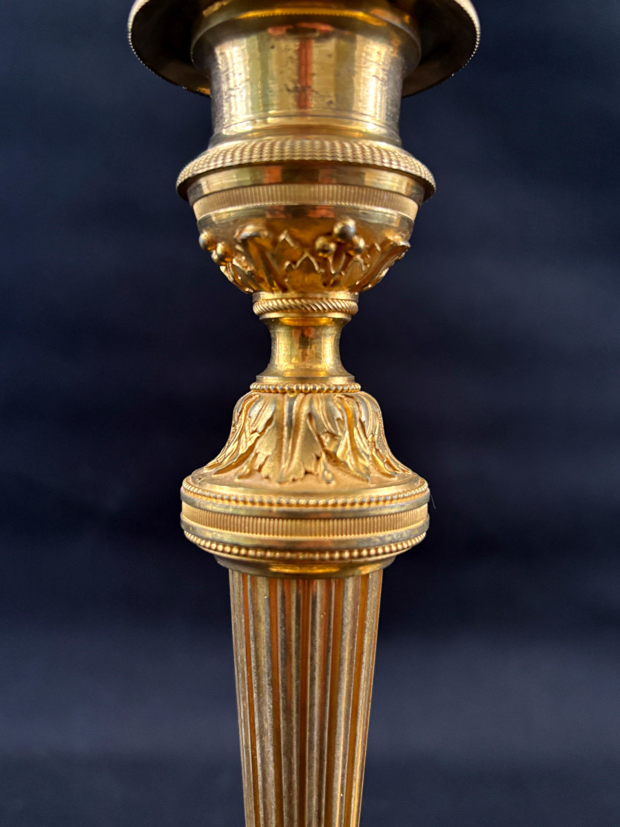 Pair Of Gilt Bronze Directoire Candlesticks-photo-1