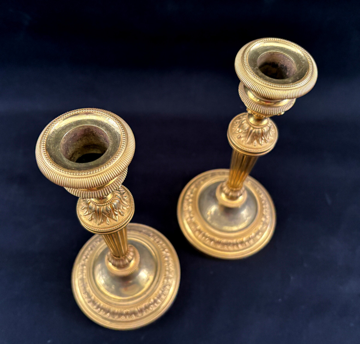 Pair Of Gilt Bronze Directoire Candlesticks-photo-2