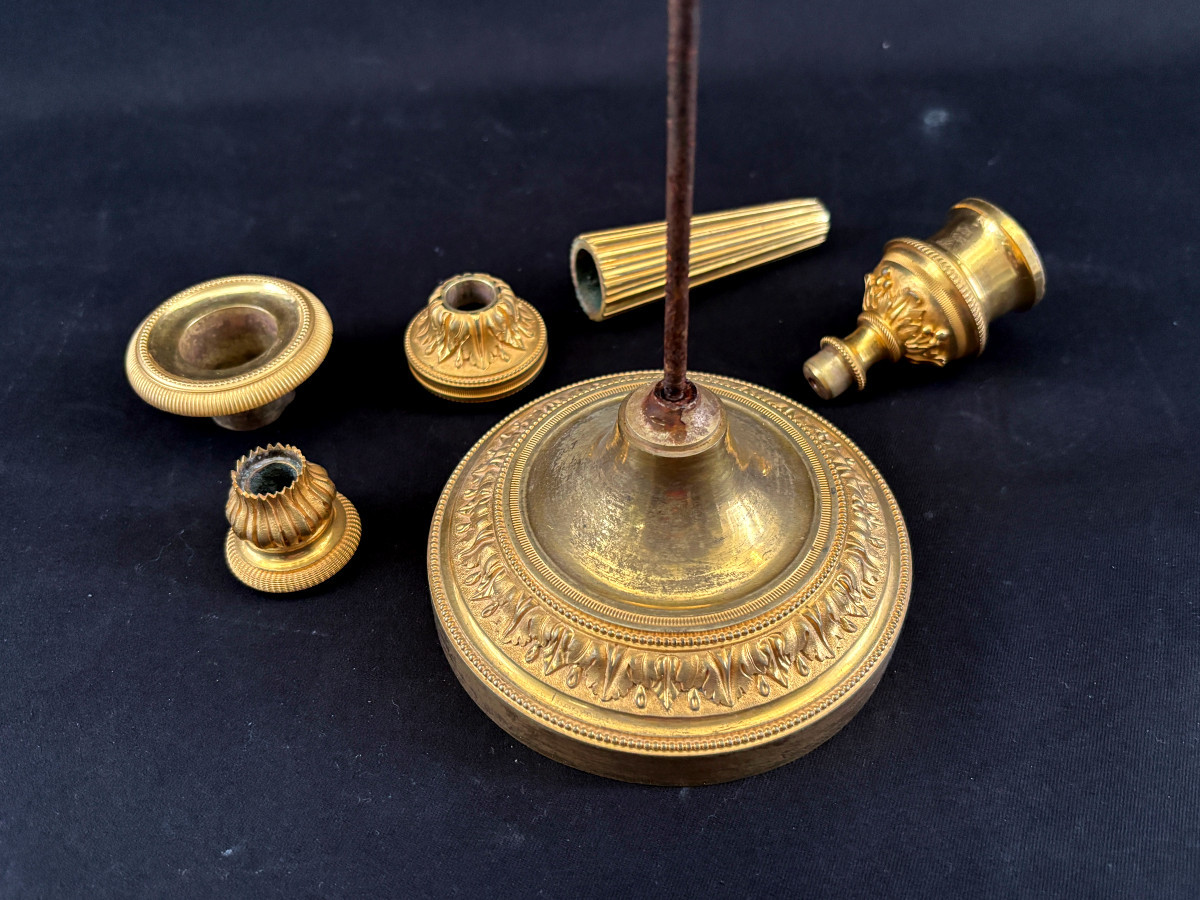 Pair Of Gilt Bronze Directoire Candlesticks-photo-4