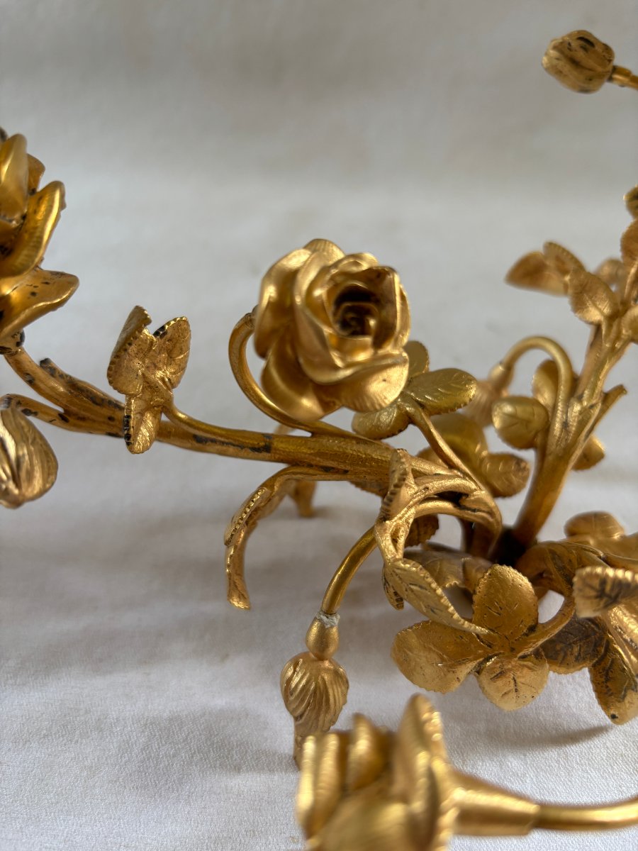 Pair Of Gilt Bronze Candelabra Light Clusters-photo-4