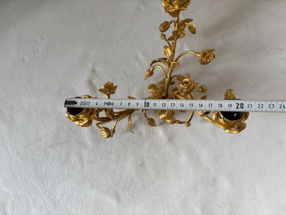 Pair Of Gilt Bronze Candelabra Light Clusters-photo-4