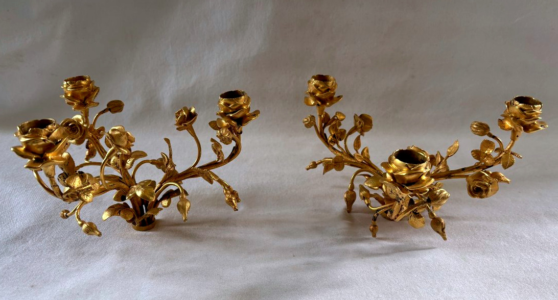 Pair Of Gilt Bronze Candelabra Light Clusters