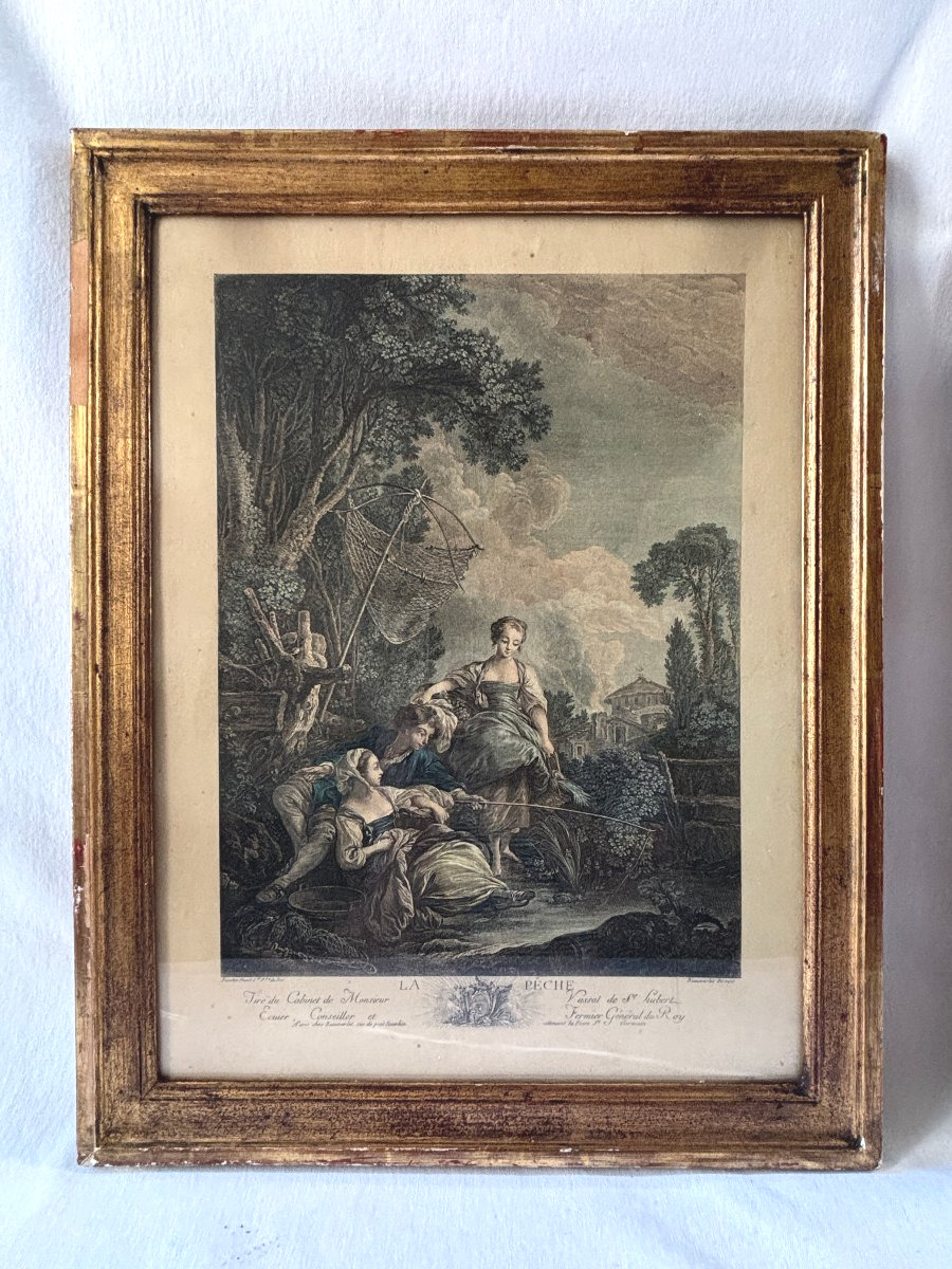 Pair Of Engravings: Hunting And Fishing-photo-2