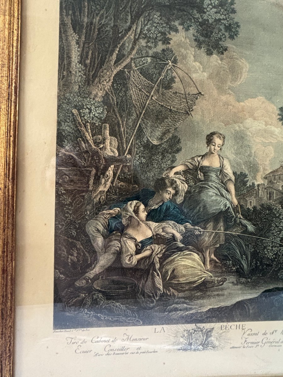 Pair Of Engravings: Hunting And Fishing-photo-2