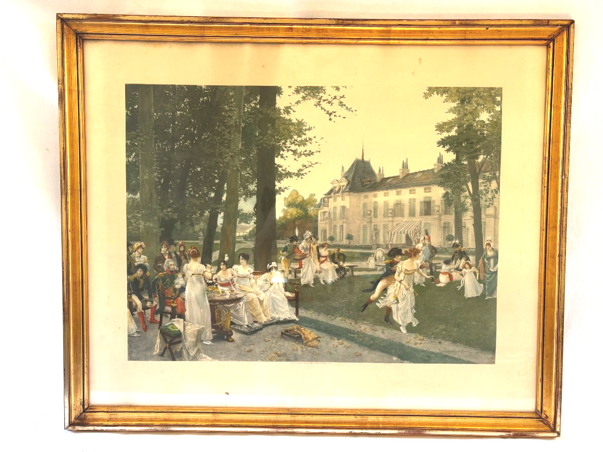 Grande litho en couleur de style Empire