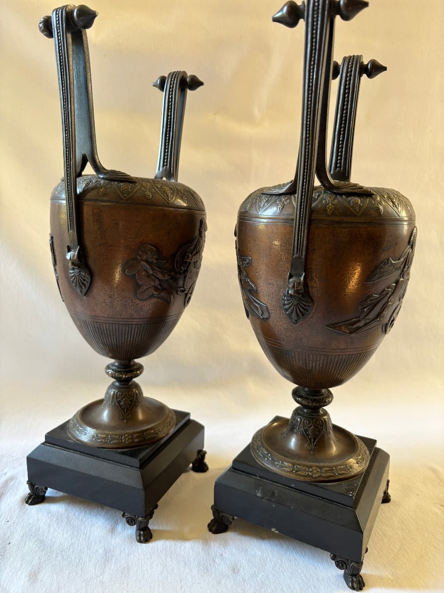 Pair Of Bronze And Marble Casserole Dishes-photo-3