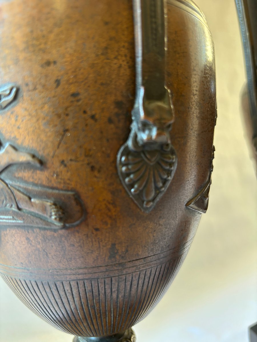 Pair Of Bronze And Marble Casserole Dishes-photo-4