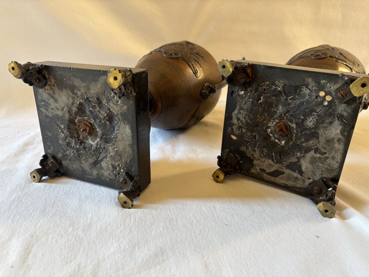 Pair Of Bronze And Marble Casserole Dishes-photo-6