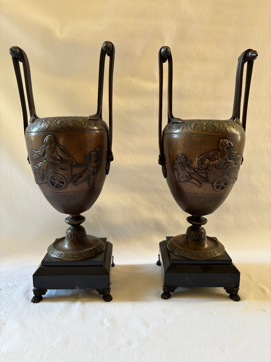 Pair Of Bronze And Marble Casserole Dishes