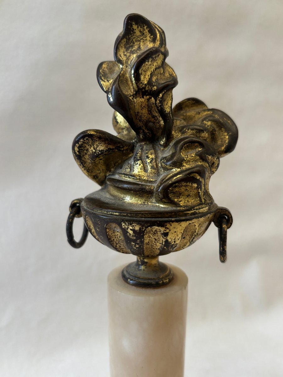 Pair Of Gilded Bronze And Marble Fire Pots-photo-3