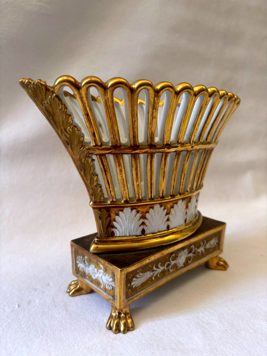 Coupe corbeille Empire en porcelaine ajourée-photo-3