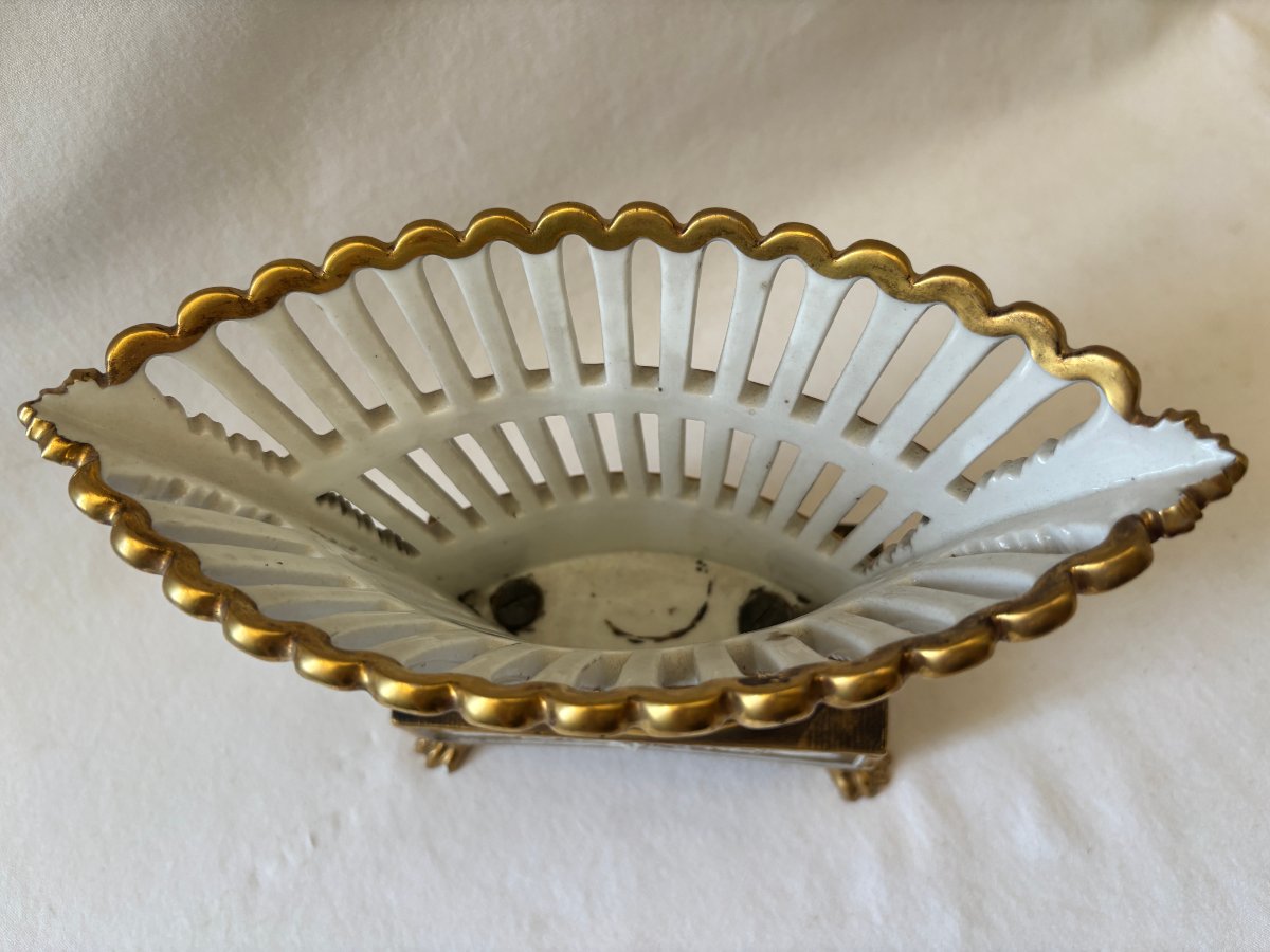 Coupe corbeille Empire en porcelaine ajourée-photo-5