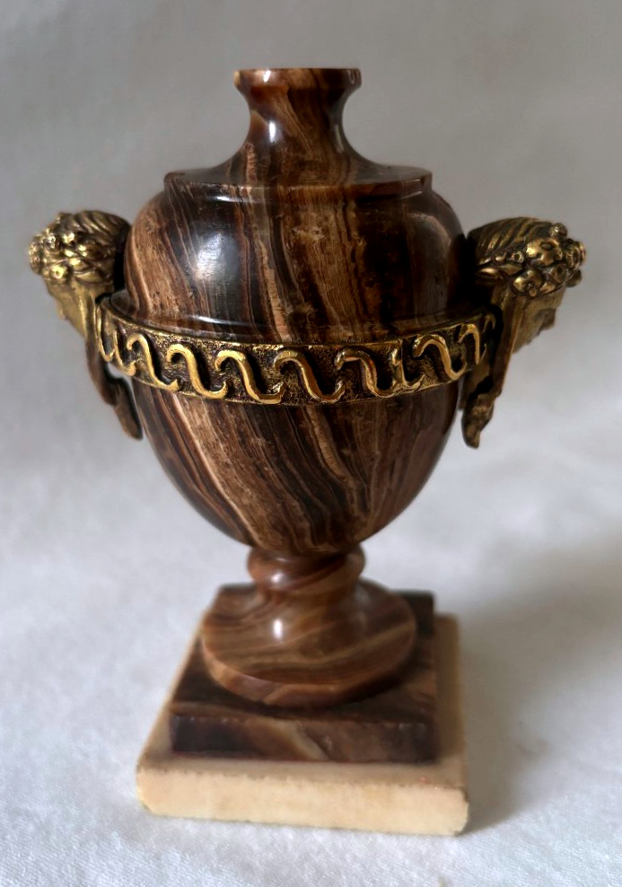 Louis XVI Vase In Petrified Wood And Gilded Bronze-photo-2