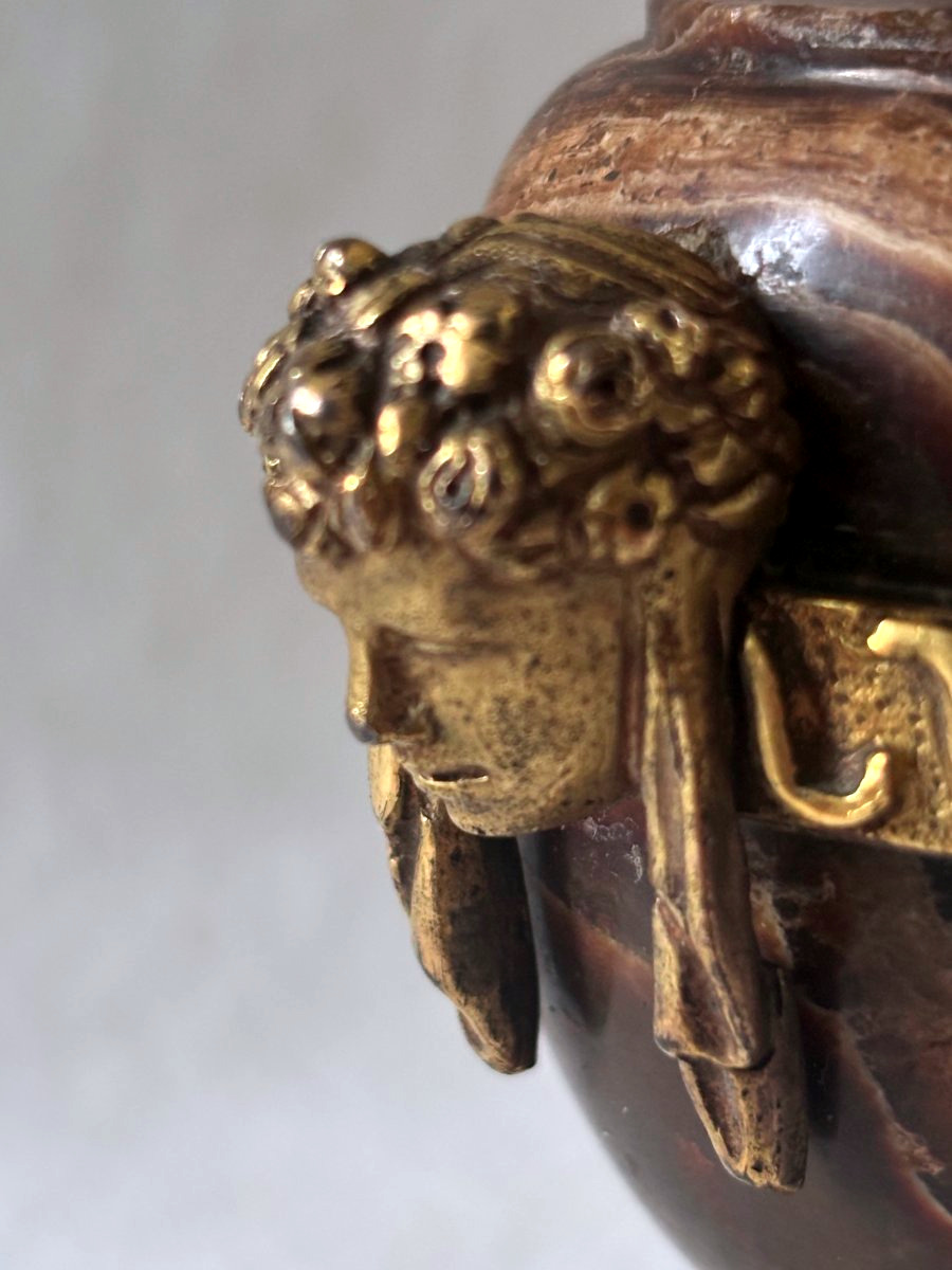 Louis XVI Vase In Petrified Wood And Gilded Bronze-photo-1