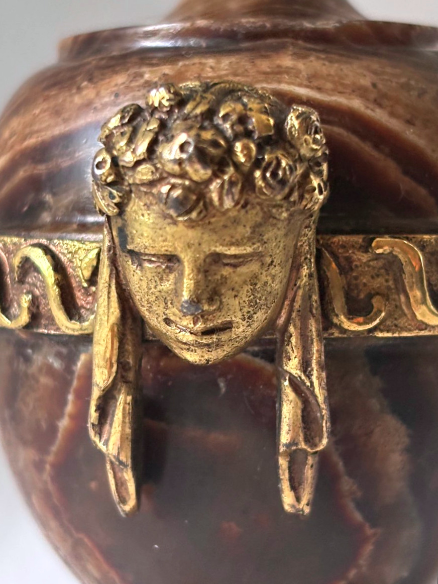 Louis XVI Vase In Petrified Wood And Gilded Bronze-photo-2