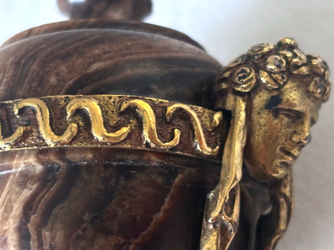 Louis XVI Vase In Petrified Wood And Gilded Bronze-photo-6