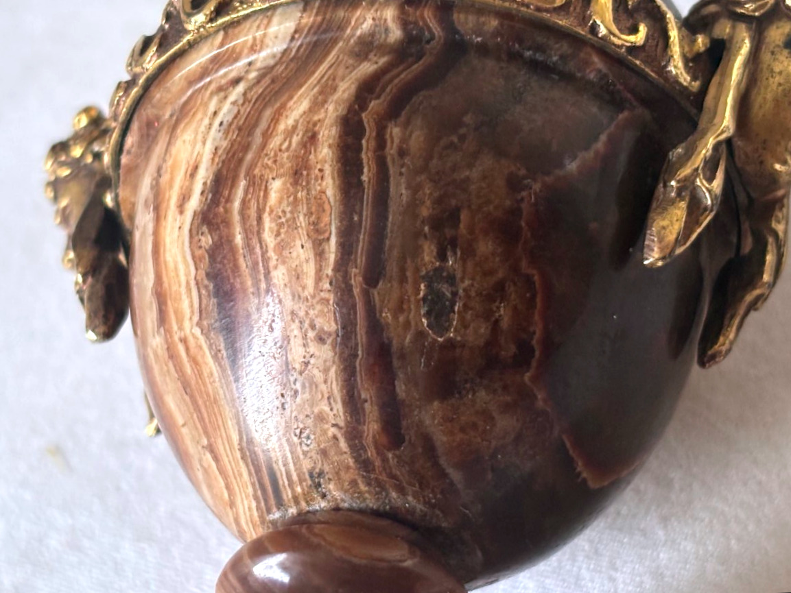 Louis XVI Vase In Petrified Wood And Gilded Bronze-photo-7