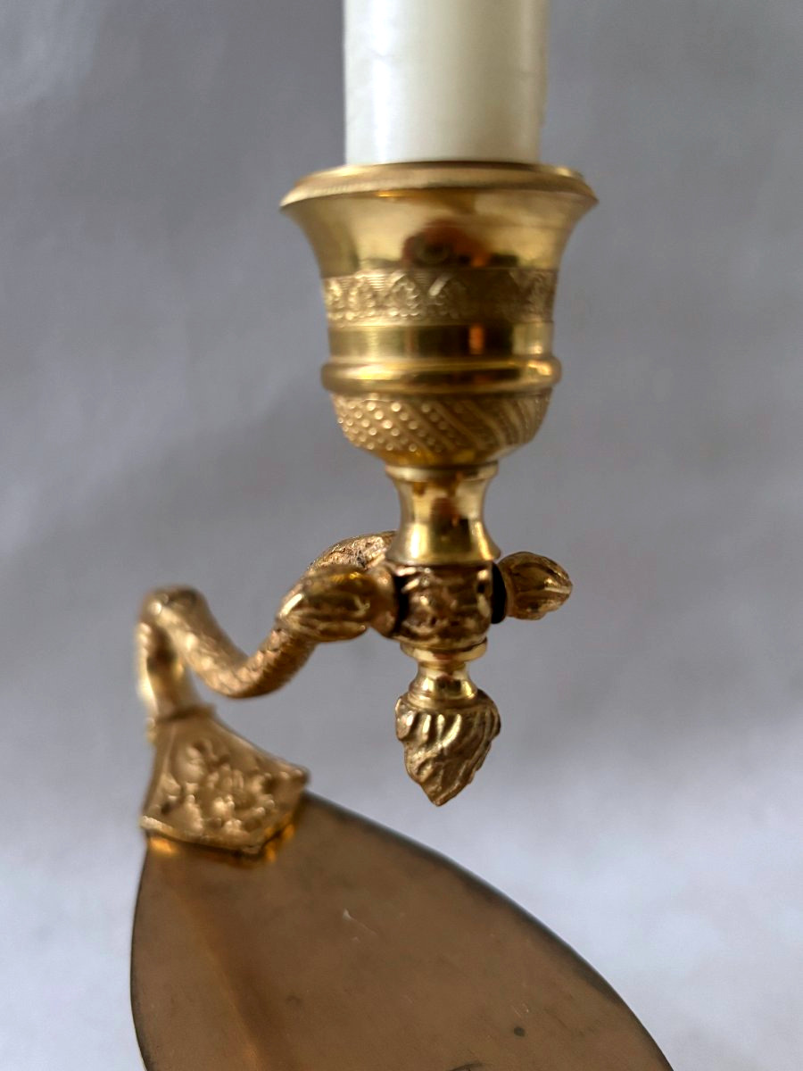 Lampe à huile Empire en bronze doré -photo-4